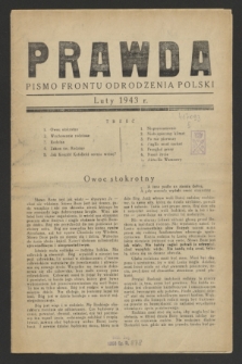 Prawda : pismo Frontu Odrodzenia Polski. 1943 (luty)
