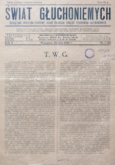 Świat Głuchoniemych : miesięcznik społeczno-sportowy : organ Polskiego Związku Sportowego Głuchoniemych. 1928, nr 1