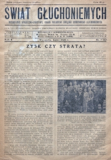 Świat Głuchoniemych : miesięcznik społeczno-sportowy : organ Polskiego Związku Sportowego Głuchoniemych. 1928, nr 7