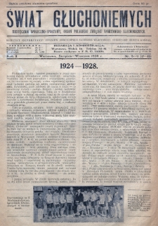 Świat Głuchoniemych : miesięcznik społeczno-sportowy : organ Polskiego Związku Sportowego Głuchoniemych. 1928, nr 8-9