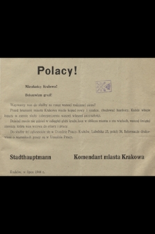 Polacy! Mieszkańcy Krakowa! Bolszewizm grozi!