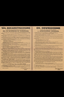 Bekanntmachung des Beauftragten des Distriktschefs für die Stadt Krakau über die Durchführung der Verdunkelung. 104