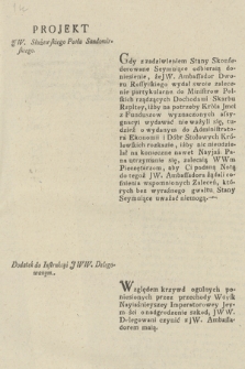 Projekt JW. Służewskiego Posła Sandomierskiego