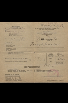 Zahlungsbescheid für die Lokalsteur für die Jahre 1942 und 1943 vom Lokal in der Liegenschaft