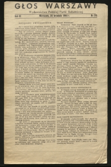 Głos Warszawy : wydawnictwo Polskiej Partii Robotniczej. R.3, nr 175 (24 września 1944)