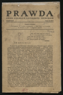 Prawda : pismo Polskich Katolików Świeckich. 1944 (sierpień)