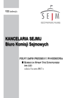 Pełny Zapis Przebiegu Posiedzenia Komisji do Spraw Unii Europejskiej (nr 115) z dnia 8 marca 2017 r.