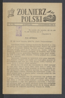 Żołnierz Polski. 1943, nr 10 (październik) = nr 33