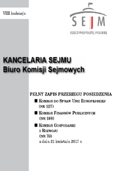 Pełny Zapis Przebiegu Posiedzenia Komisji do Spraw Unii Europejskiej (nr 127) z dnia 21 kwietnia 2017 r.