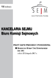 Pełny Zapis Przebiegu Posiedzenia Komisji do Spraw Unii Europejskiej (nr 166) z dnia 22 listopada 2017 r