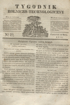Tygodnik Rolniczo-Technologiczny. [R.1], Nro 12 (19 marca 1835)
