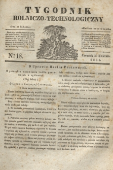 Tygodnik Rolniczo-Technologiczny. [R.1], Nro 18 (30 kwietnia 1835) + wkładka