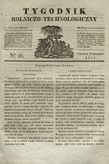 Tygodnik Rolniczo-Technologiczny. [R.1], Ner 46 (12 listopada 1835)