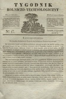Tygodnik Rolniczo-Technologiczny. [R.1], Ner 47 (19 listopada 1835)
