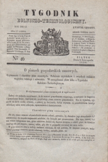 Tygodnik Rolniczo-Technologiczny. R.2, Nro 46 (11 listopada 1836)
