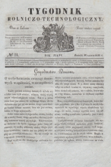 Tygodnik Rolniczo-Technologiczny. R.5, № 21 (18 września 1839) + dod.