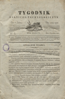 Tygodnik Rolniczo-Technologiczny. R.6, Nro 1 (1 stycznia 1840) + wkładka