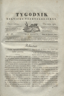 Tygodnik Rolniczo-Technologiczny. R.6, Nro 15 (12 kwietnia 1840) + wkładka