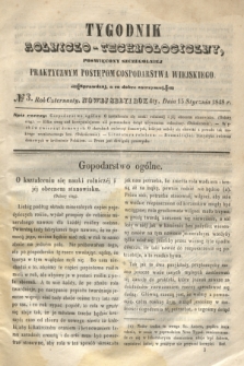 Tygodnik Rolniczo-Technologiczny : poświęcony szczególniej praktycznym postępom gospodarstwa wiejskiego. R.4, № 3 (15 stycznia 1848) = R.14