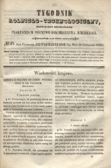 Tygodnik Rolniczo-Technologiczny : poświęcony szczególniej praktycznym postępom gospodarstwa wiejskiego. R.5, № 48 (26 listopada 1849) = R.15