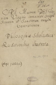Dwa traktaty filozoficzne z końca XVII w. napisane w warszawskim kolegium OO. Jezuitów