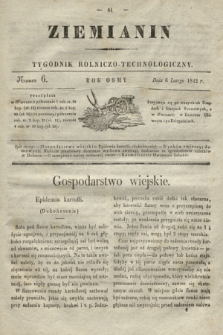 Ziemianin : tygodnik rolniczo-technologiczny. R.8, Numer 6 (6 lutego 1842)