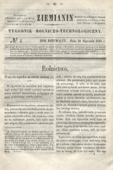 Ziemianin : tygodnik rolniczo-technologiczny. R.9, № 4 (22 stycznia 1843)