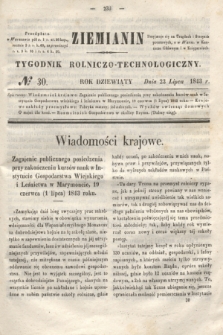 Ziemianin : tygodnik rolniczo-technologiczny. R.9, № 30 (23 lipca 1843)