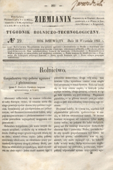 Ziemianin : tygodnik rolniczo-technologiczny. R.9, № 39 (24 września 1843)