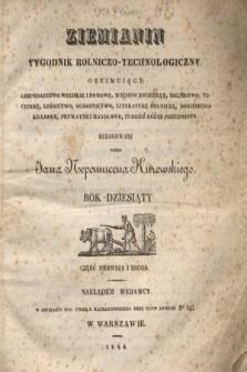 Ziemianin : tygodnik rolniczo-technologiczny. R.10, № 1 (7 stycznia 1844)