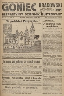 Goniec Krakowski : bezpartyjny dziennik popularny. 1922, nr 177