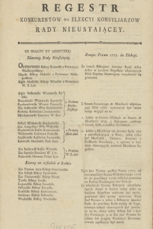 Regestr Konkurentow Do Elekcyi Konsyliarzow Rady Nieustaiącey