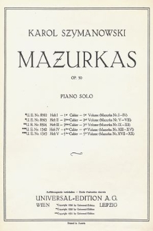 Mazurkas : op. 50 : piano solo. H. 3 (Mazurka Nr. IX-XII)