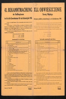 Bekanntmachung des Stadthauptmanns betreffend die Gewerbesteuer für das Kalenderjahr 1940. 41