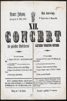 Neunter Jahrgang : Freitag den 17. März 1848 : 12. Concert des galizischen Musikvereins