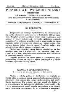 Przegląd Wszechpolski : miesięcznik poświęcony polityce narodowej oraz zagadnieniom życia społecznego, ekonomicznego i umysłowego. 1905, nr 3/4