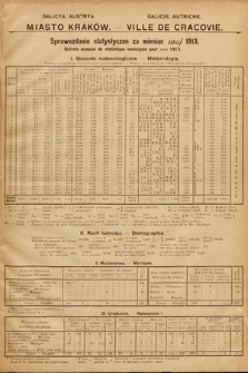 Miasto Kraków : sprawozdanie statystyczne za miesiąc maj 1913 = Ville de Cracovie : bulletin mensuel de statistique municipale pour mai 1913