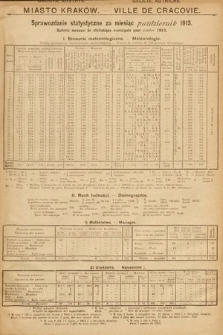 Miasto Kraków : sprawozdanie statystyczne za miesiąc październik 1913 = Ville de Cracovie : bulletin mensuel de statistique municipale pour octobre 1913