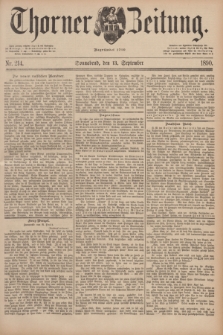 Thorner Zeitung : Begründet 1760. 1890, Nr. 214 (13 September)