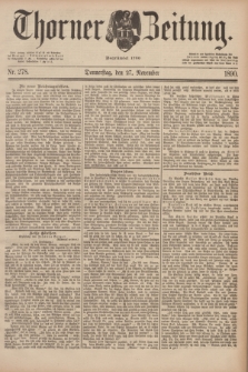 Thorner Zeitung : Begründet 1760. 1890, Nr. 278 (27 November)