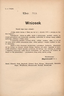 [Kadencja VIII, sesja I, al. 280] Alegata do Sprawozdań Stenograficznych z Pierwszej Sesyi Ósmego Peryodu Sejmu Krajowego Królestwa Galicyi i Lodomeryi z Wielkiem Księstwem Krakowskiem z roku 1902/903. Alegat 280