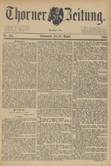 Thorner Zeitung : Begründet 1760. 1892, Nr. 194 (20 August)