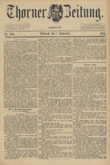 Thorner Zeitung : Begründet 1760. 1892, Nr. 209 (7 September)