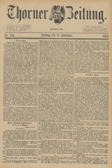 Thorner Zeitung : Begründet 1760. 1892, Nr. 214 (13 September)