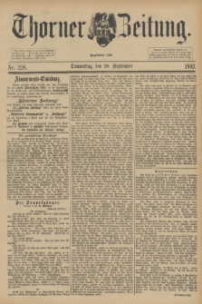 Thorner Zeitung : Begründet 1760. 1892, Nr. 228 (29 September)