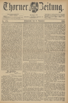 Thorner Zeitung : Begründet 1760. 1892, Nr. 272 (19 November)