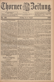 Thorner Zeitung : Begründet 1760. 1893, Nr. 190 (15 August)