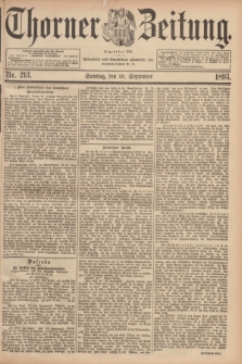 Thorner Zeitung : Begründet 1760. 1893, Nr. 213 (10 September) - Erstes Blatt