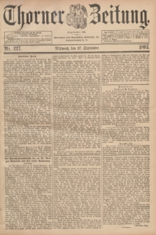 Thorner Zeitung : Begründet 1760. 1893, Nr. 227 (27 September)