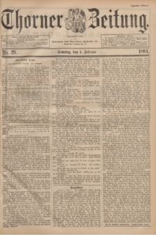 Thorner Zeitung : Begründet 1760. 1894, Nr. 29 (4 Februar) - Zweites Blatt